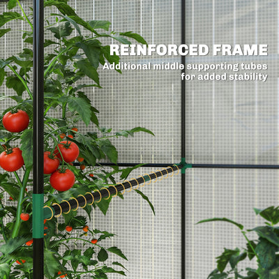 Outsunny Walk-in Greenhouse, Outdoor Tomato Greenhouse with Roll-up Door and Mesh Windows, PE Cover, 200 x 140 x 200cm, White 