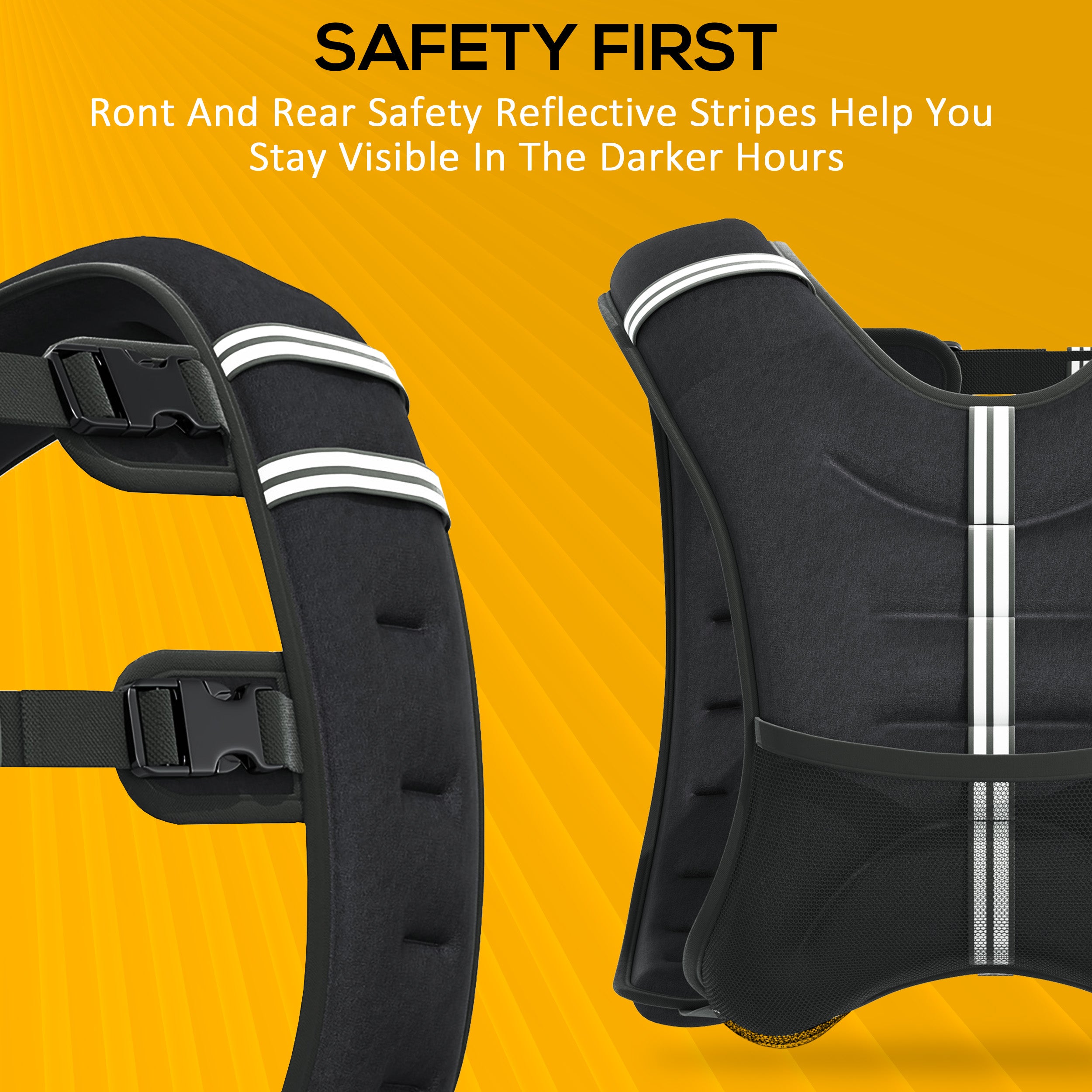 HOMCOM 5KG Weighted Vest, Running Weight Vest with Adjustable Straps, Convenient Pocket and Reflective Strips, for Men and Women Cardio Exercise Strength Training Workout 