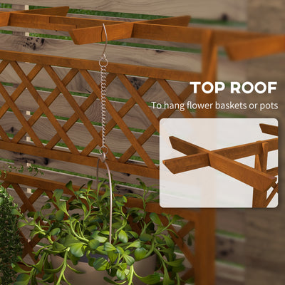 Outsunny Wooden Trellis Planter Box, Raised Garden Bed to Grow Vegetables, Herbs and Flowers, Orange 