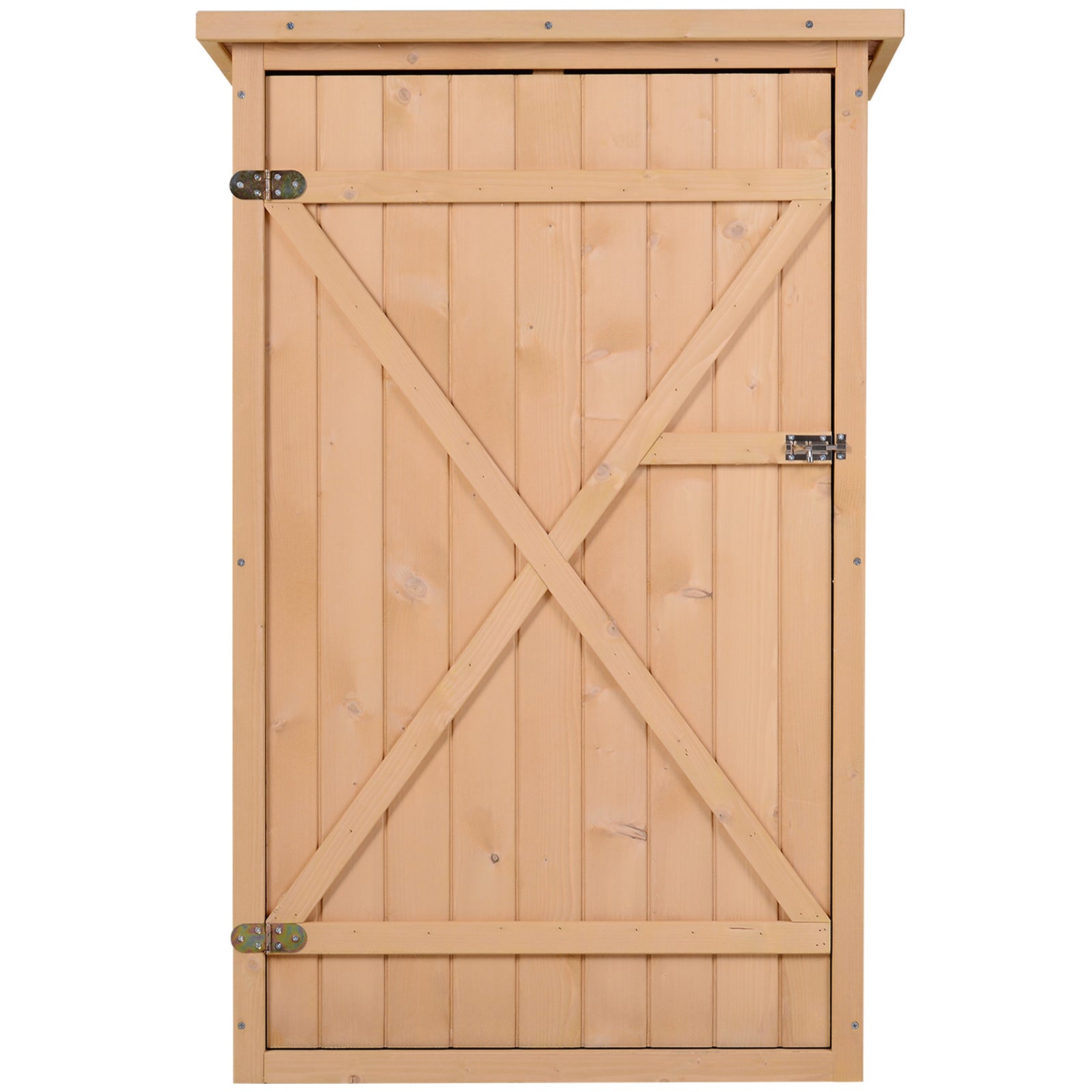 Outsunny Wooden Small Shed, Garden Storage Shed with Shelves and Bolt Latch, 75L x 56W x115H cm, Natural 