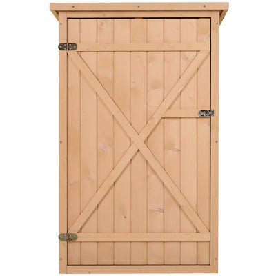 Outsunny Wooden Small Shed, Garden Storage Shed with Shelves and Bolt Latch, 75L x 56W x115H cm, Natural 