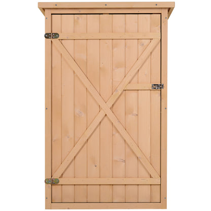 Outsunny Wooden Small Shed, Garden Storage Shed with Shelves and Bolt Latch, 75L x 56W x115H cm, Natural 