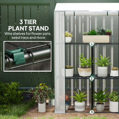 Outsunny 40 x 100cm Three Shelf Steel Frame Greenhouse - White 