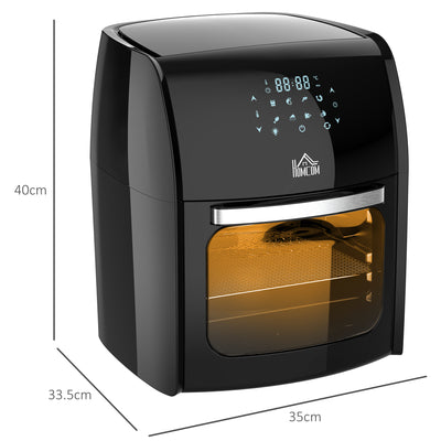 HOMCOM 12L 8 in 1 Digital Air Fryer Oven with Roast, Bake, Dehydrate, 8 Preset Modes, Rapid Air Circulation, Timer, Inner Light, Memory Function, 1800W, Dish Wash Accessory, Black 