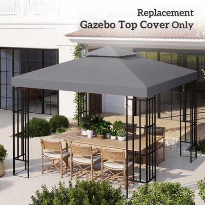 Outsunny 3(m) Gazebo Top Cover Double Tier Canopy Replacement Pavilion Roof Deep Grey 