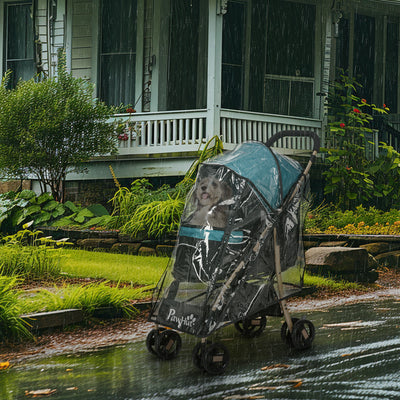PawHut Pet Stroller for Small and Miniature Dogs, with Rain Cover - Dark Green 