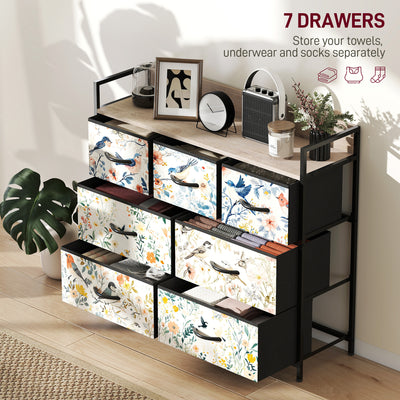 HOMCOM 7-Drawer Chest of Drawers - White 