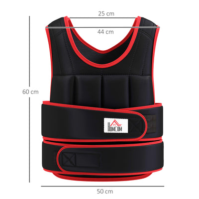 HOMCOM 20kg Weighted Vest, Adjustable Running Weight Vest with 38 Weight Bags for Men or Women Cardio Exercise, Black and Red 