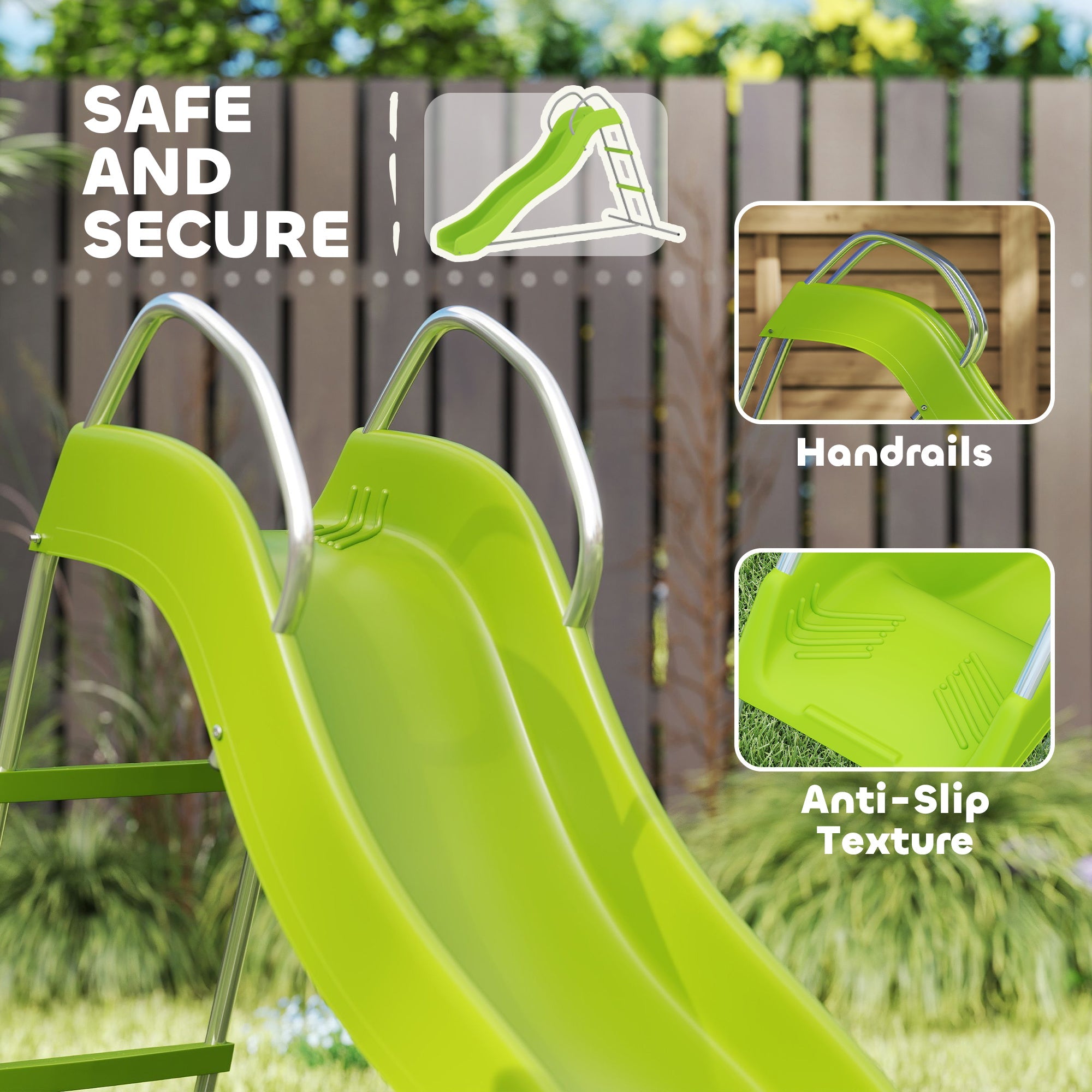 AIYAPLAY Freestanding Kids Slide with Climbing Ladder, Outdoor Playground Equipment for Children Ages 3-8 Years, Green 