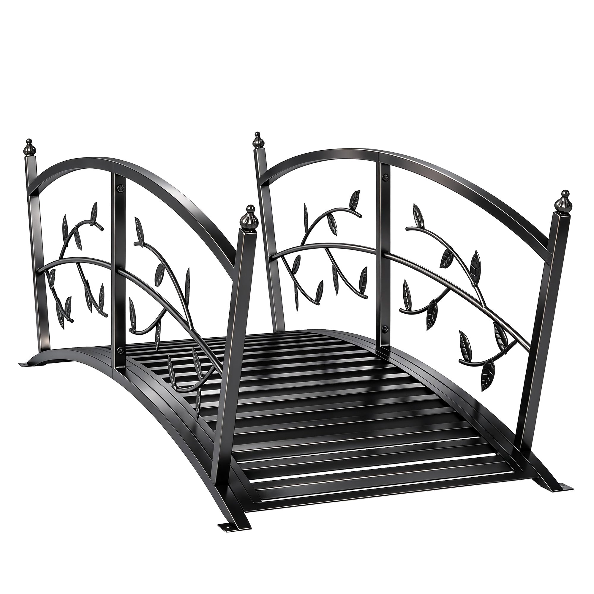 Outsunny 1.2M Metal Garden Bridge with Safety Railings, Outdoor Pond Bridge, Arch Decorative Footbridge for Creek Stream 