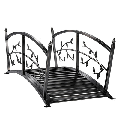 Outsunny 1.2M Metal Garden Bridge with Safety Railings, Outdoor Pond Bridge, Arch Decorative Footbridge for Creek Stream 