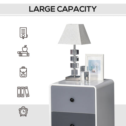 HOMCOM Modern Side Cabinet Nightstand Home Organizer with 2 Storage Drawer Unit for Bedroom, Living Room 