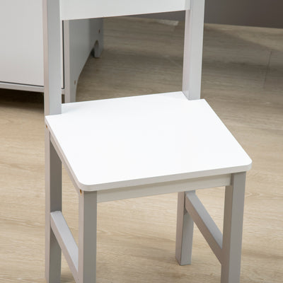 HOMCOM Kids Table and Chair Set w/ Whiteboard - Grey 