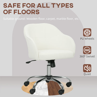 HOMCOM 46-56 cm Velvet-feel Office Chair - Cream 