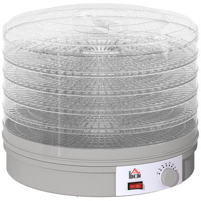 HOMCOM 5 Tier Food Dehydrator, 245W Food Dryer Machine with Adjustable Temperature Control for Drying Fruit, Meat, Vegetable, Jerky and Pet Treat, Grey 
