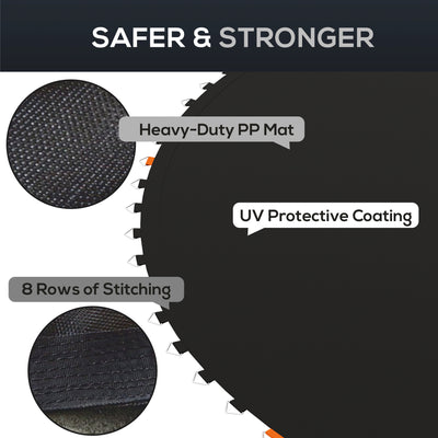 SPORTNOW Replacement Trampoline Mat with Spring Pull Tool, 72 V-Hooks, for 12ft Trampoline using 14cm Springs, Black 