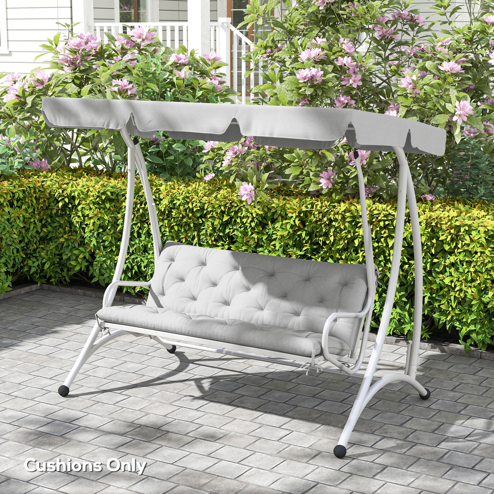 Outsunny Three-Seater Bench Cushion - Light Grey 