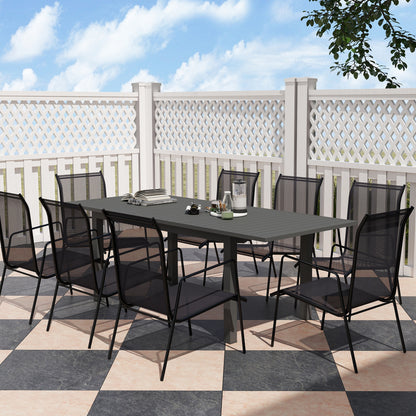 Outsunny Aluminium Extending Garden Table with Slatted Top for 6-8 Person, 160/220 x 90 x 73 cm, Grey