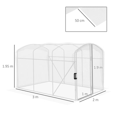 Outsunny Polytunnel Greenhouse Walk-in Grow House with UV-resistant PE Cover, Door and Galvanised Steel Frame, 2 x 2 x 2m, White 