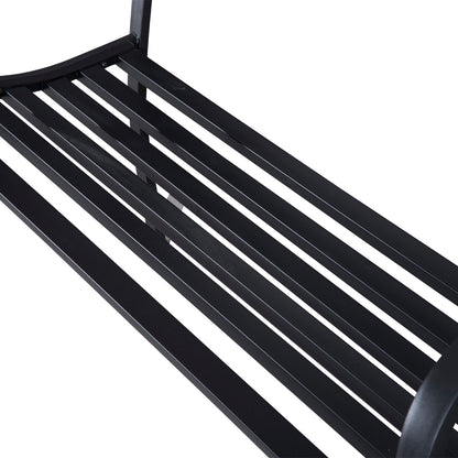 Outsunny 2-Seater Garden Bench, Steel-Black 