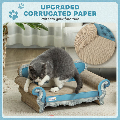 PawHut 2 in 1 Cat Scratcher with Catnip for Indoor Cats, 30.5 x 55 x 31.5cm, Light Blue 
