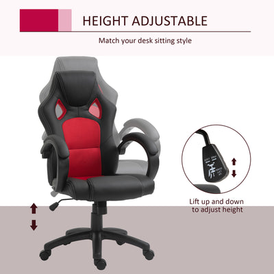 Vinsetto High-Back Office Chair Faux Leather Swivel Computer Desk Chair for Home Office with Wheels Armrests Black 