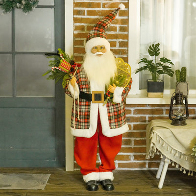 HOMCOM 4'3" Animated Santa Claus Figure, with Sound and Lights - Red/Green 