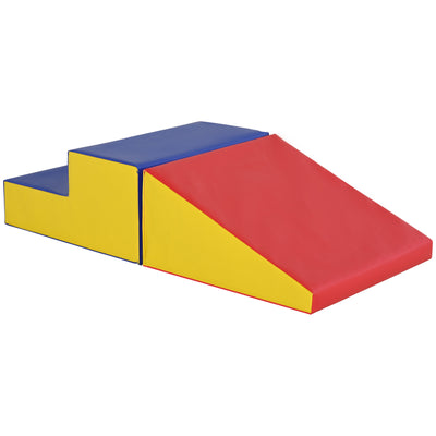 HOMCOM 2-Piece Soft Playset for Toddlers, Climbing, Crawling, For ages 12-36 Months, Red 