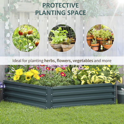Outsunny Square Raised Garden Bed Box with Weatherized Steel Frame for Vegetables, Flowers, & Herbs, 120 x 120 x 30cm, Green 