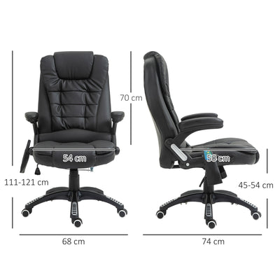 HOMCOM Executive Office Chair with Massage and Heat, High Back PU Leather Massage Office Chair with Adjustable Height, Black 
