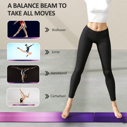 SPORTNOW 7.7ft Folding Gymnastics Beam, Floor Balance Beam for Kids with Anti-Slip Base, Gymnastics Equipment for Home, Purple 