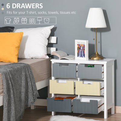 HOMCOM 6 Drawer Storage Tower, Dresser Chest with Wood Top, Organizer Unit for Closets Bedroom Nursery Room Hallway 