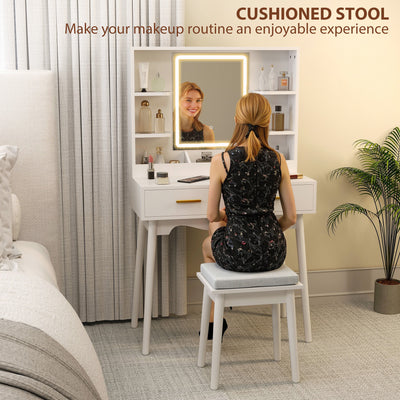 HOMCOM Elegant Dressing Table, with LED Mirror - White 