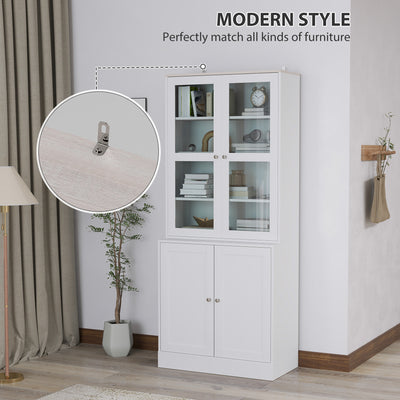 HOMCOM Double Storage Display Cabinet - White 