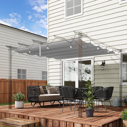 Outsunny Retractable Pergola Shade Cover, Replacement Canopy Fabric for 3 x 3 (m) Pergola, Gazebo Retractable Roof, Light Grey 
