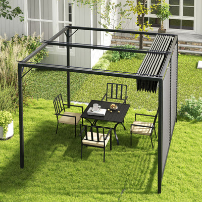 Outsunny 3 x 2.8m Metal Pergola, with Retractable Fabric Roof - Grey 