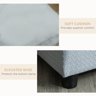 PawHut Pet Sofa Chair, with Storage, Cushion, for Small Dogs, Cats - Light Grey 