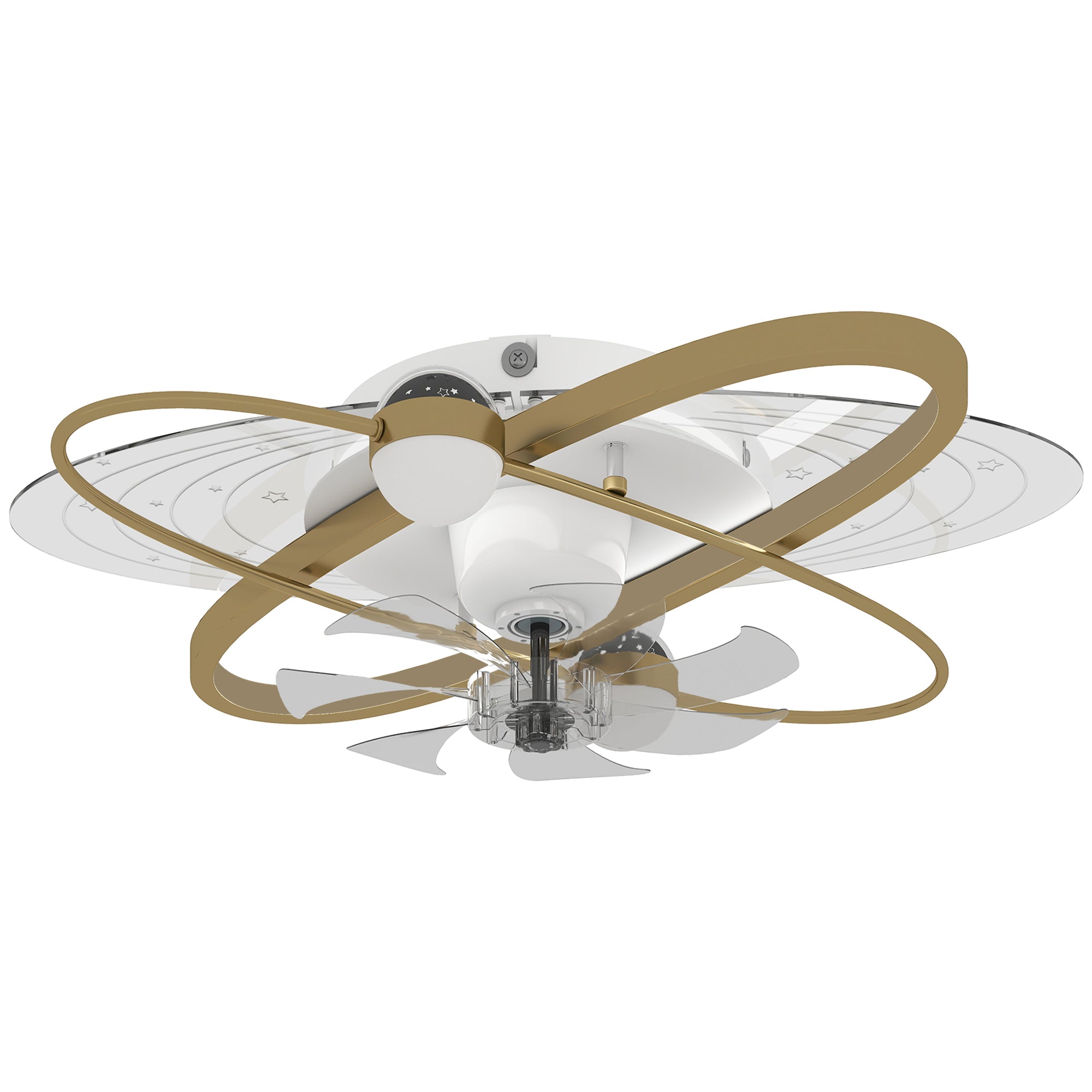 HOMCOM Ceiling Fan with Light and Remote, 3 Colour Temperatures, LED Mount Ceiling Fan Light for Bedroom, Gold Tone 