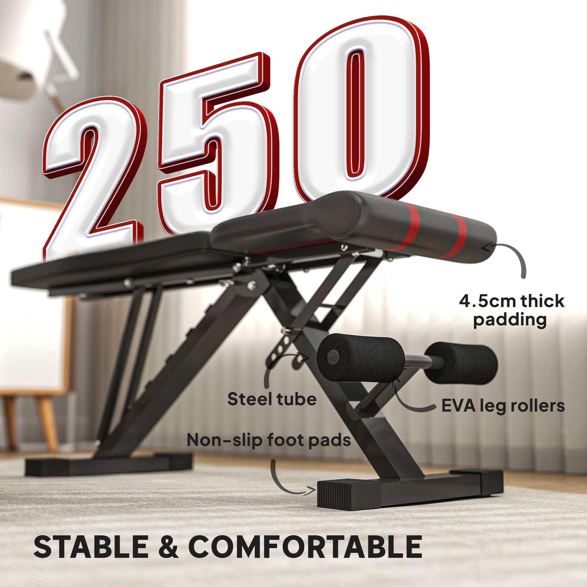 SPORTNOW Foldable Weight Bench, Adjustable Incline Flat Bench Press with 6-Level Backrest, 4-Level Seat, Leg Extension for Home Gym Workout Full Body Strength Training 