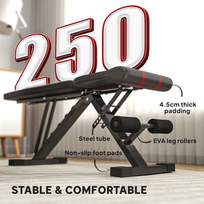 SPORTNOW Foldable Weight Bench, Adjustable Incline Flat Bench Press with 6-Level Backrest, 4-Level Seat, Leg Extension for Home Gym Workout Full Body Strength Training 