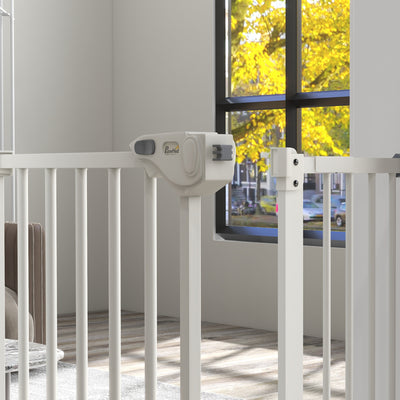 PawHut Metal 74-94cm Wide Adjustable Dog Gate White 