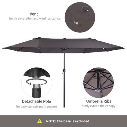 Outsunny 4.6m Garden Parasol Double-Sided Sun Umbrella Patio Market Shelter Canopy Shade Outdoor Grey 