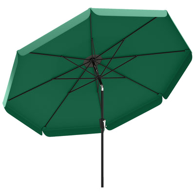 Outsunny 3 m Garden Parasol with Tilt Mechanism & Crank Handle, UPF 30+ Patio Umbrella Outdoor Table Umbrella, Green 
