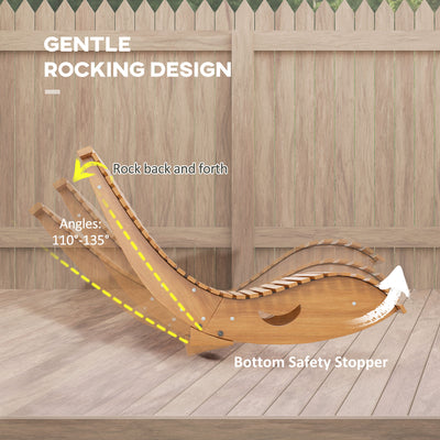 Outsunny Outdoor Rocking Chair w/ Slatted Seat, Wooden Rocking Chair, 130cm x 60cm x 60cm, Teak 