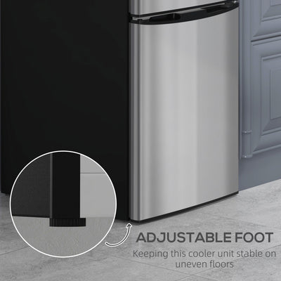 HOMCOM 88L Under Counter Fridge Freezer, Small Refrigerator with 5-Setting, 3 Star Freezer Rating, Black and Silver Tone 