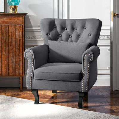HOMCOM Chesterfield-Style Accent Chair - Grey 