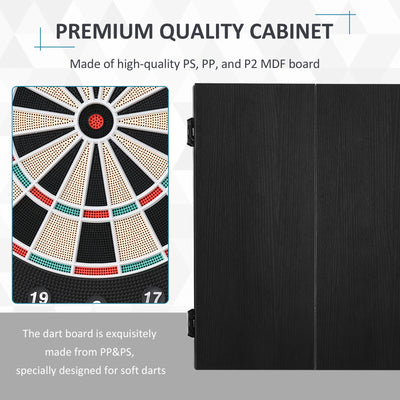 HOMCOM Electronic Dartboard Set, 27 Games Modes and 202 Variations, LED & 12 Soft Tip Darts and Cabinet to Storage, Ready-to-Play Multi-Game Option Darts Machine 