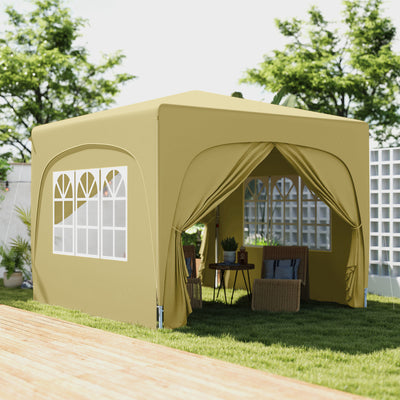 Outsunny 3 x 3m Pop-Up Gazebo Shelter, with Accessories - Sand 