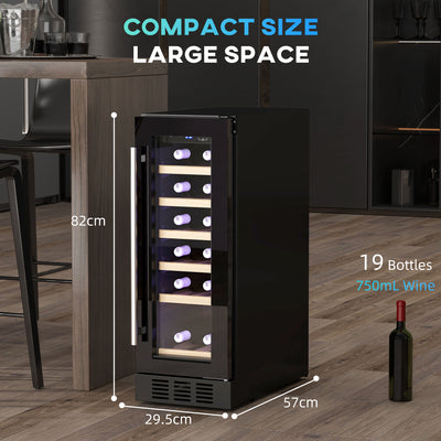 HOMCOM 19 Bottle 5-18\'e2\'84\'83 Wooden Rack Wine Fridge - Black 