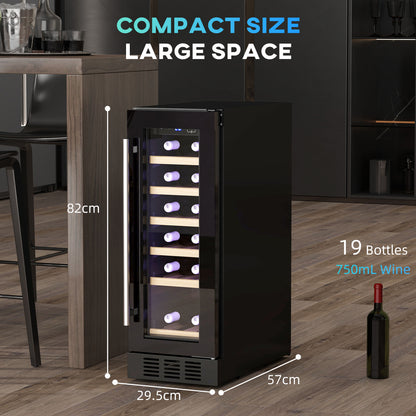 HOMCOM 19 Bottle 5-18\'e2\'84\'83 Wooden Rack Wine Fridge - Black